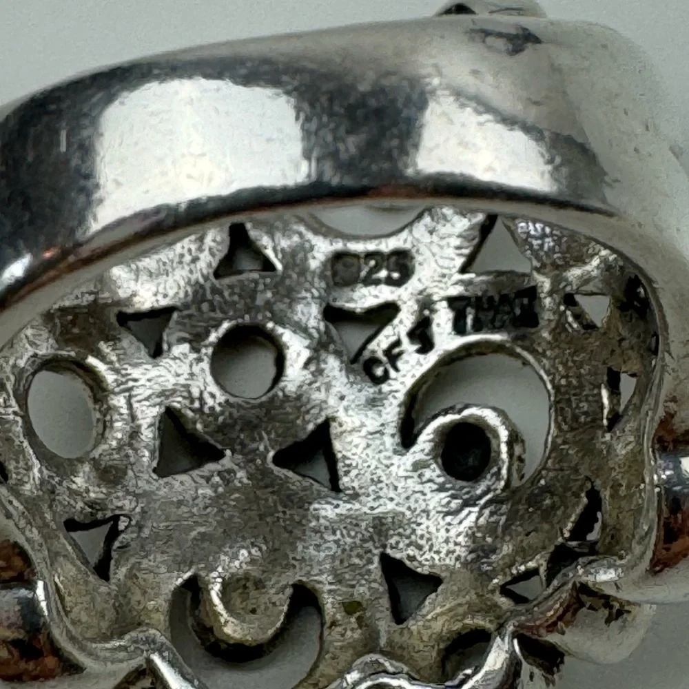 MARCASITE CIRCLES RING Wide Band CZ Stones 925‎ STERLING SILVER Size 6.75
